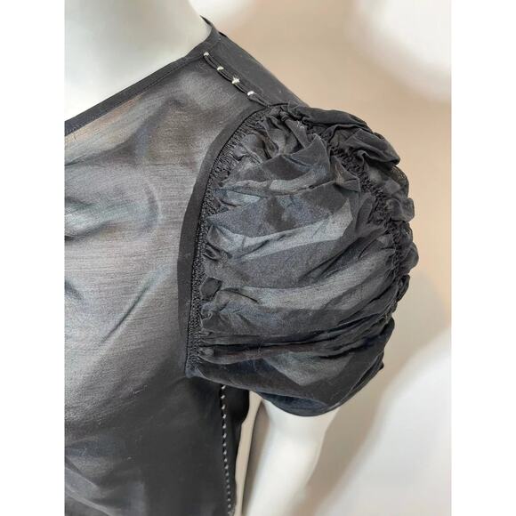 Ulla Johnson V-Neck Short Sleeve Top Black - S - Picture 4 of 7